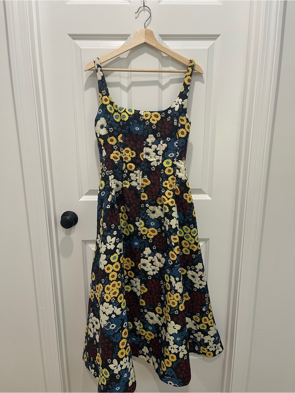 NWT Anthropologie Floral Midi Dress in Navy, Yellow, White